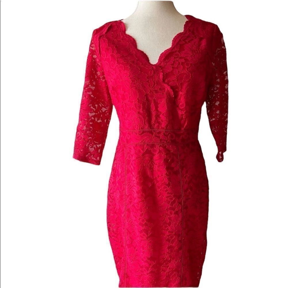 THALIA Sodi lace dress red size s spring fall church